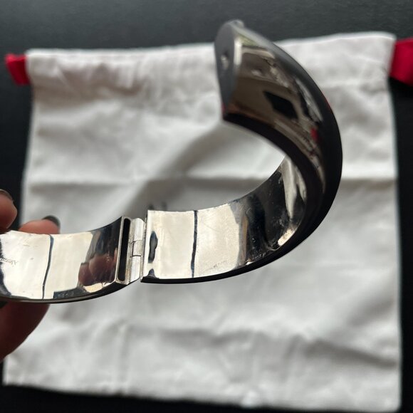 NWT Alexander McQueen Bangle Bracelet Silver Oversized Cuff - Picture 5 of 9